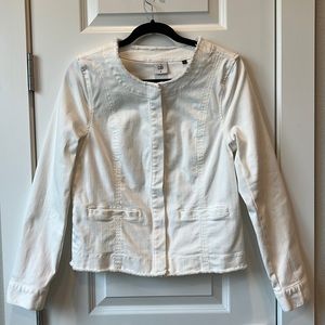 EUC CAbi Classy White Denim Jacket Size Medium